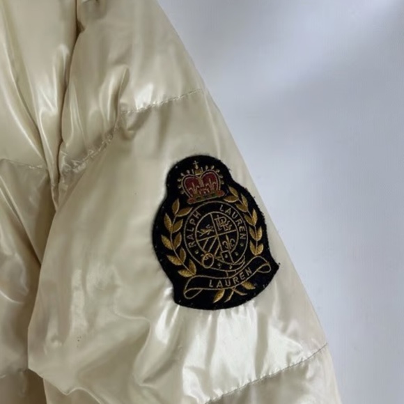 RARE Vintage Ralph Lauren Crest Patch Down-Filled Puffer Jacket in Ivory - Picture 4 of 11